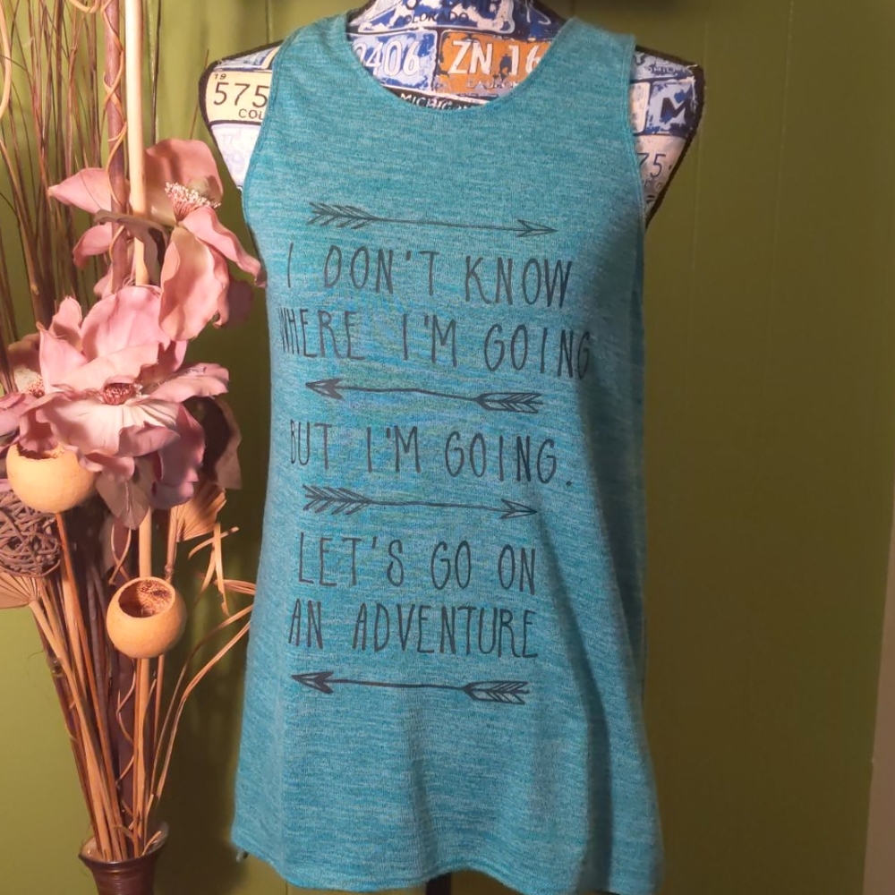 Freeze tank top teal boho large athletic